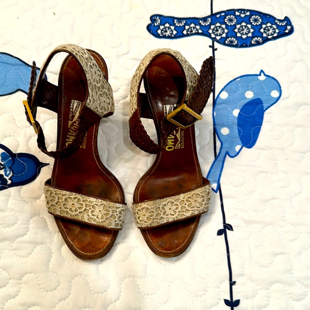 well loved Ferragamo sandals with heels